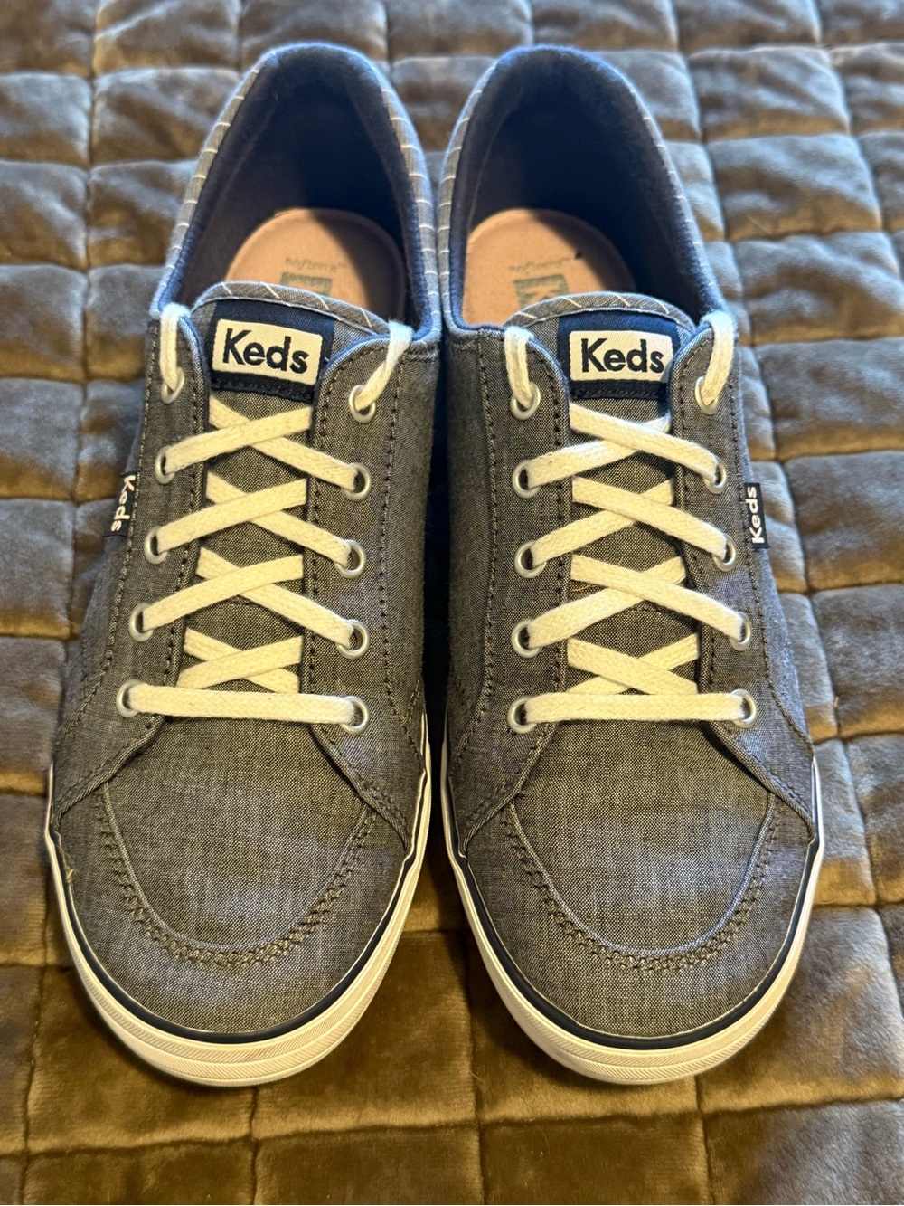 Keds Chambray Canvas Lace-Up Sneakers with White Laces